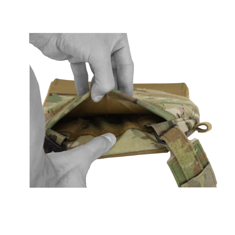 Photo showing the inside pocket of the Ferro Concepts FCPC V5 Base Plate Carrier highlighting the secure plate compartment with reinforced stitching and smooth interior lining. This detail demonstrates the carrierâ€™s reliable fit for ballistic plates and its mission-ready design trusted by tactical operators and law enforcement teams