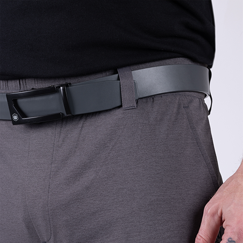Close-up of low-profile belt loops on TD Tactical EDC Joggers in Gunmetal Grey, designed to support concealed carry or EDC with a belt without bulk